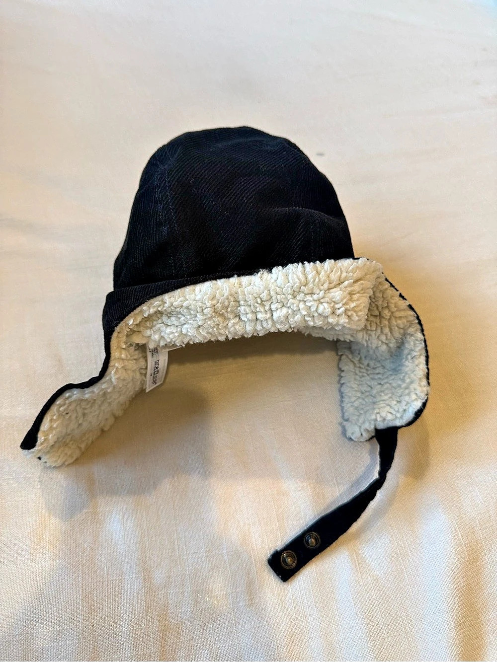 Janie and Jack - Black & Cream Trapper Hat — worn once